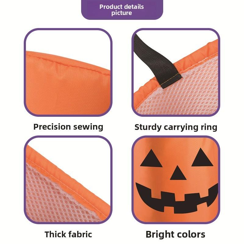 Halloween Pumpkin Bag With Cartoon Design For Trick Or Treat Candy Collecting