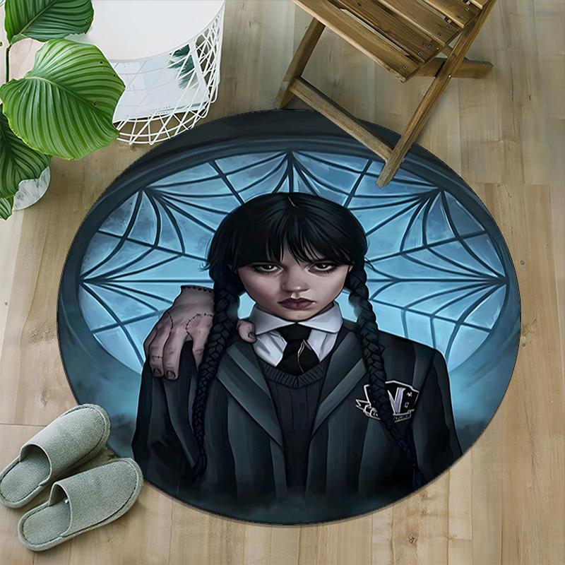 1pc Addams Family Wednesday3 Print Round Carpet Chair Round Carpet Suitable for Bedroom Living Room Home Decorative Carpet