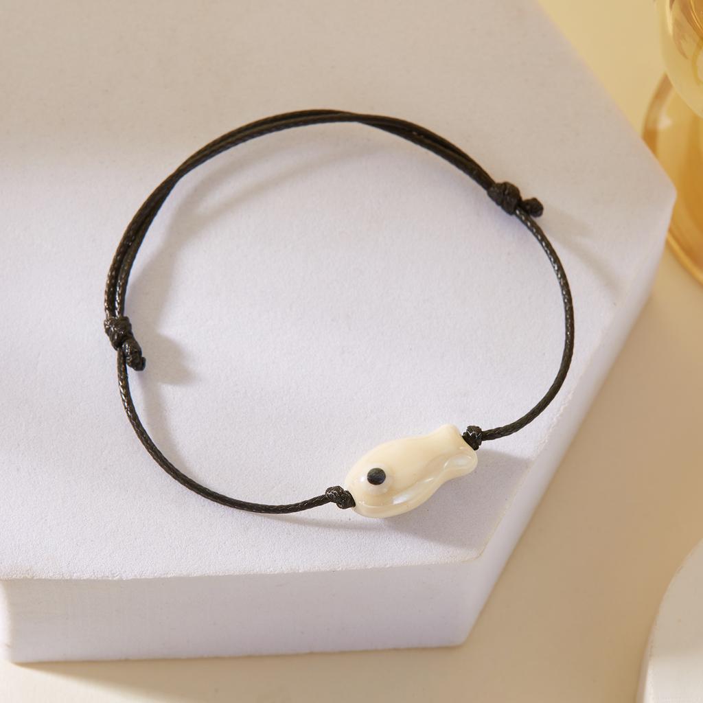 Minimalist Cartoon Ceramic Fish Bracelet for Women Men Cute Colorful Animal Handmade Braided Bracelet Lucky Friendship Jewelry