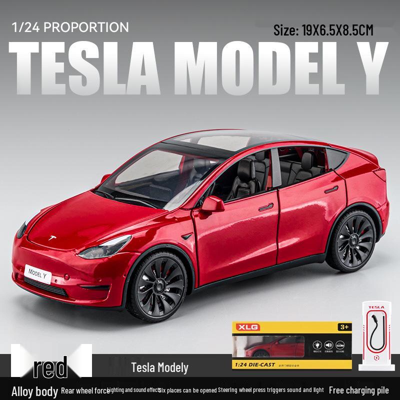 

XLG1:24 Tesla Model Y Alloy Car Simulation Sedan Ornament Toy for Children. красный