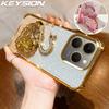 KEYSION Nárazuvzdorný pokovený kryt na telefon pro Realme 15T Průhledný TPU Třpytivý Zdobený Labuť Stojan Zadní kryt pro OPPO Realme 15T