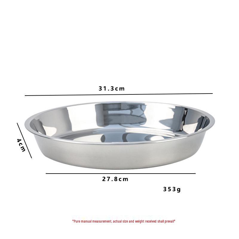 Food-Grade Stainless Steel Multi-Purpose Plate: Ideal for Soup, Dinner, Fruit, Steaming, and Household Use.