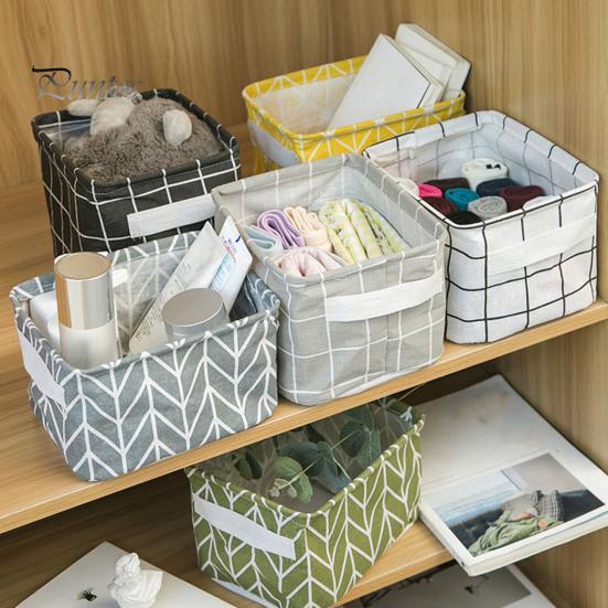 Nursery Toy Bin Cotton And Linen Storage with Handles, Foldable Waterproof Desktop Bins Organizer, Space Saving Basket for Makeup Book Baby
