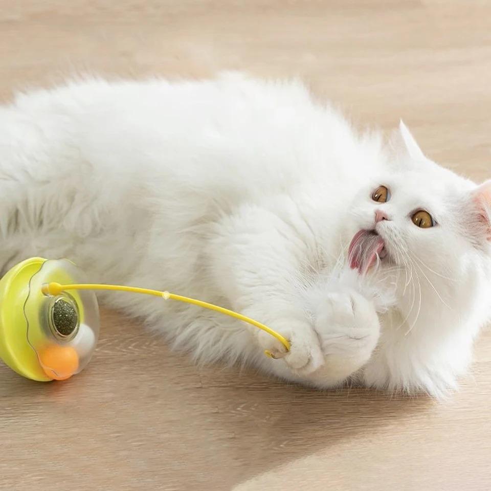 Tumbler Cat Toy Removable Stick Feather Scratching Ball Anti-Bite Turntable Interactive Toy For Small Cats, Kitten Interesting Pet Supplies