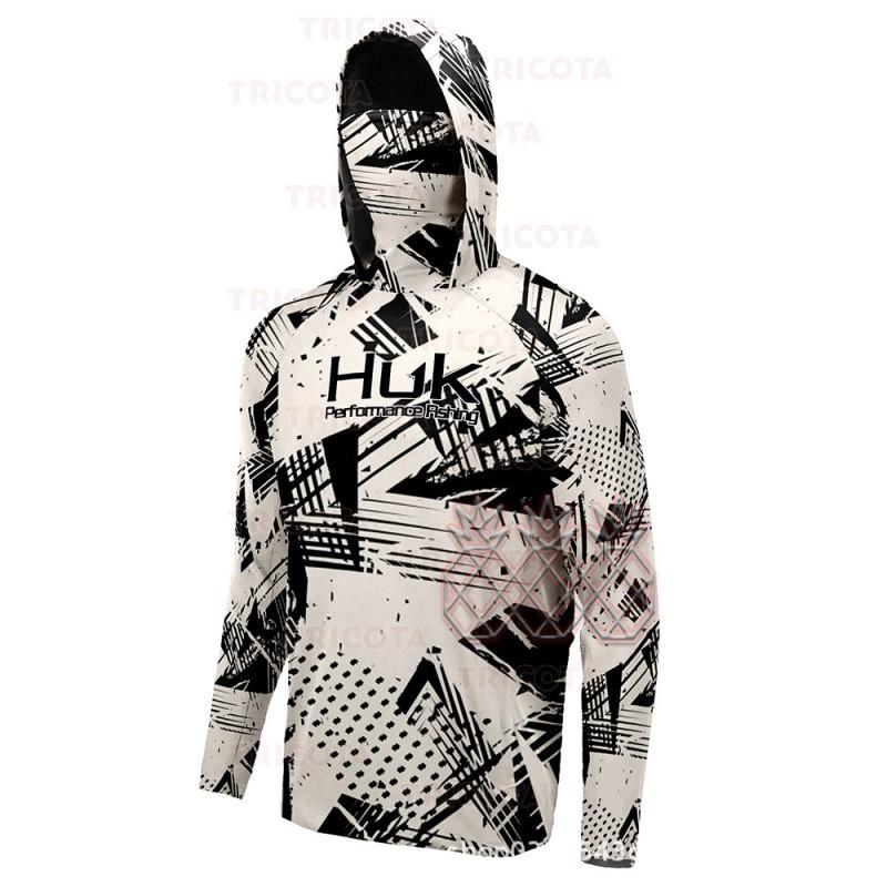 Mens UPF 50 Quick-Dry Fishing Hoodie Long Sleeve Sun Protection Shirt Outdoor Activities