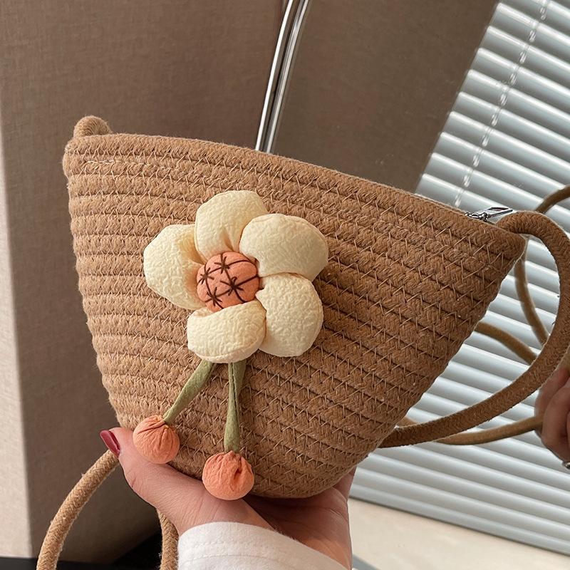 Korean Casual Woven Bag Summer Straw Woven Beach Bag Cute Girl Fashion Versatile Ins Crossbody Bag