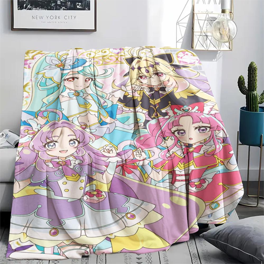 1PC Pretty Cure Print Flannel Blanket, High quality Comfortable for All Seasons, Home Decor, Warmth and Comfort, Perfect for Christmas Gifts