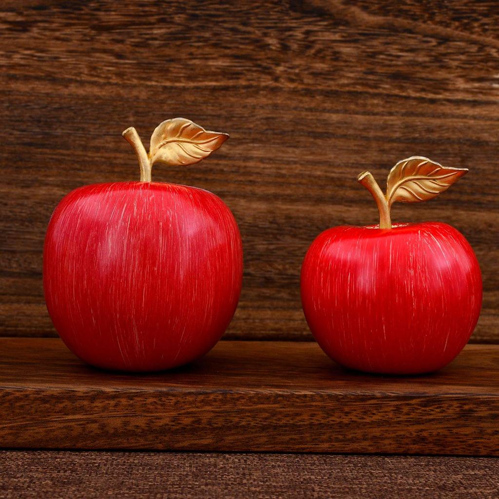 Brass Red Apple Christmas Ornament – Elegant High-End Fruit Decor Gift