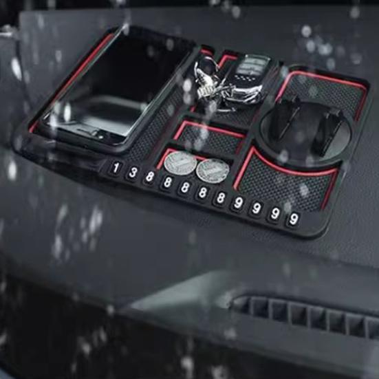 Car Dashboard Anti-slip Rotatable Phone Holder Mat with Parking Number PVC Universal SUV