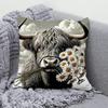 VIKAMA Highland Bovine Pillowcase Invisible Zipper Washable Pillowcase Living Room Sofa Cushion Cover Home Decor