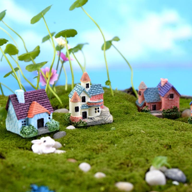 1 Adet Sevimli Villa Mini Süsler Reçine El Sanatları Hediye Mikro Peyzaj Peri Minyatür Bahçe Gnome Moss T