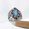 Bohemian Style Fashionable Imitation Turquoise Two Tone Enamel Ring, Anniversary Jewelry, Suitable for Both Men and Women
