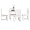 5 Piece White Outdoor Dining Set Solid Pine Wood