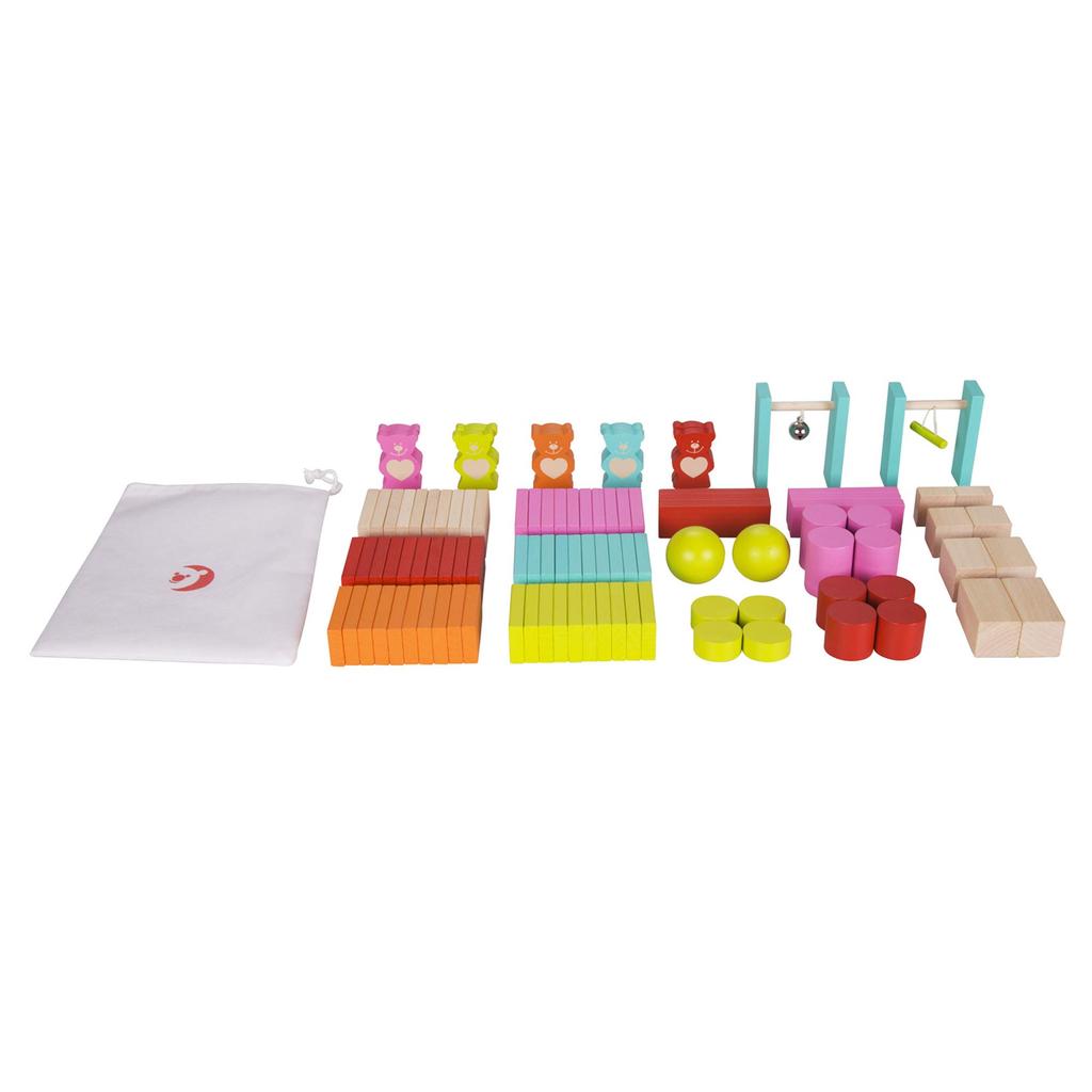 Classic World Holz-Domino-Set - Tierbär-Design - Stapelbare Blöcke - Bunt und Stilvoll - Perfektes Geschenk für Mädchen, Jungen, Kleinkinder, Babys und T