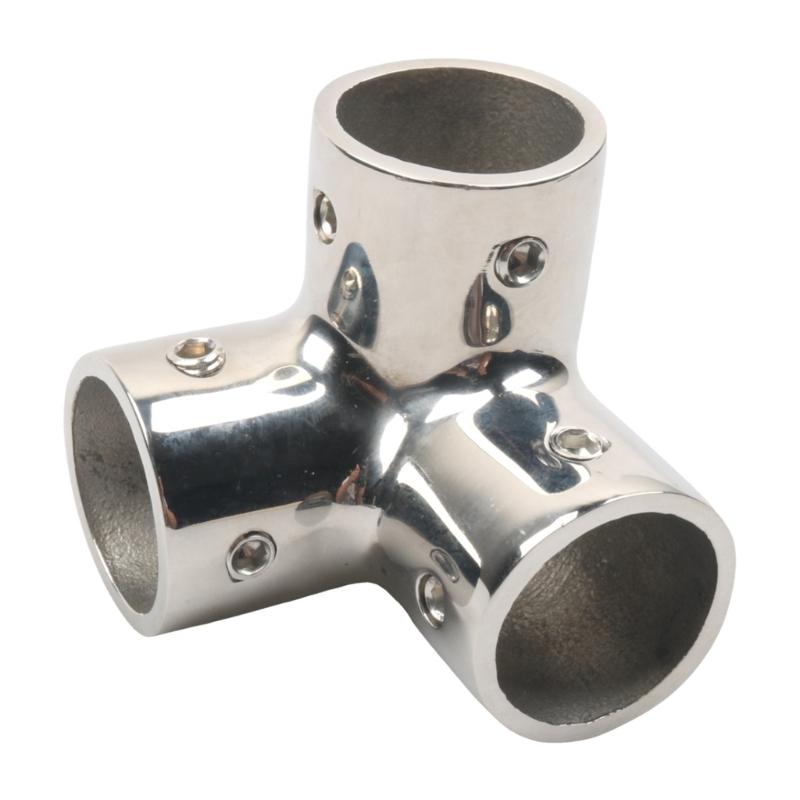 Boat Handrail Corner Fitting Tees Connector 316 Stainless Steel Rail Joint with Slip-On Tube Design and Set Screws for Assembly Work