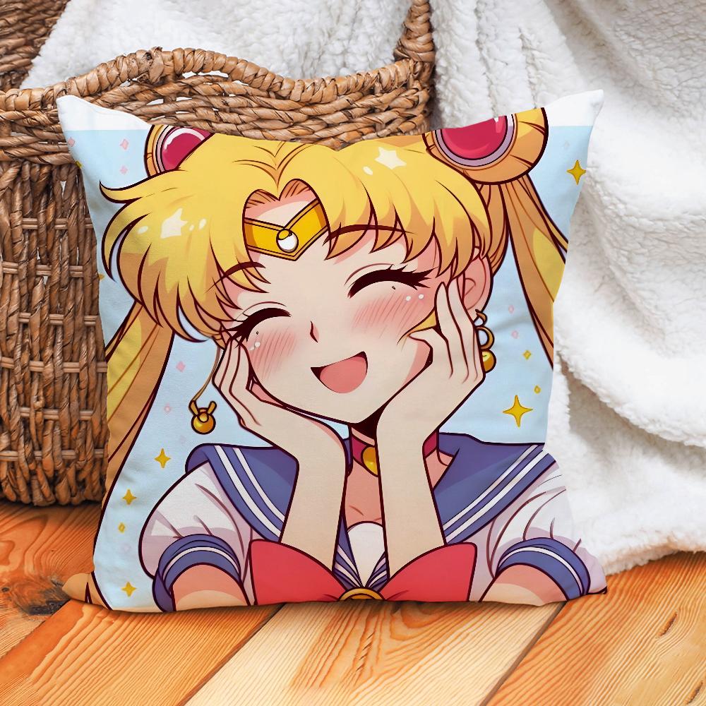 Cartoon S-SAILOR Cute M-M-MOONS Pillow Case Home Cushion Cover Suitable For Office Sofa Car Suitable For All Seasons