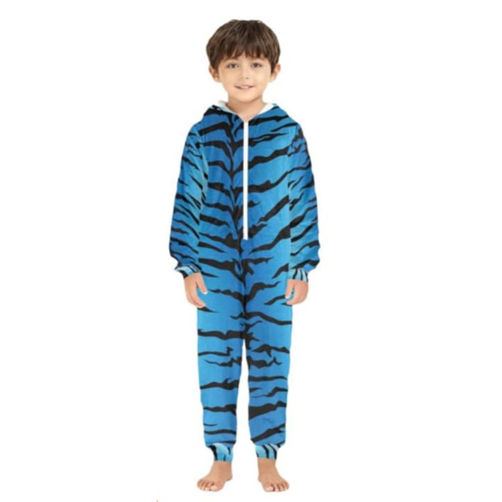 Matching Family Outfits - Striped Print Family Matching Hooded Zip-Up Onesie Loungewear
