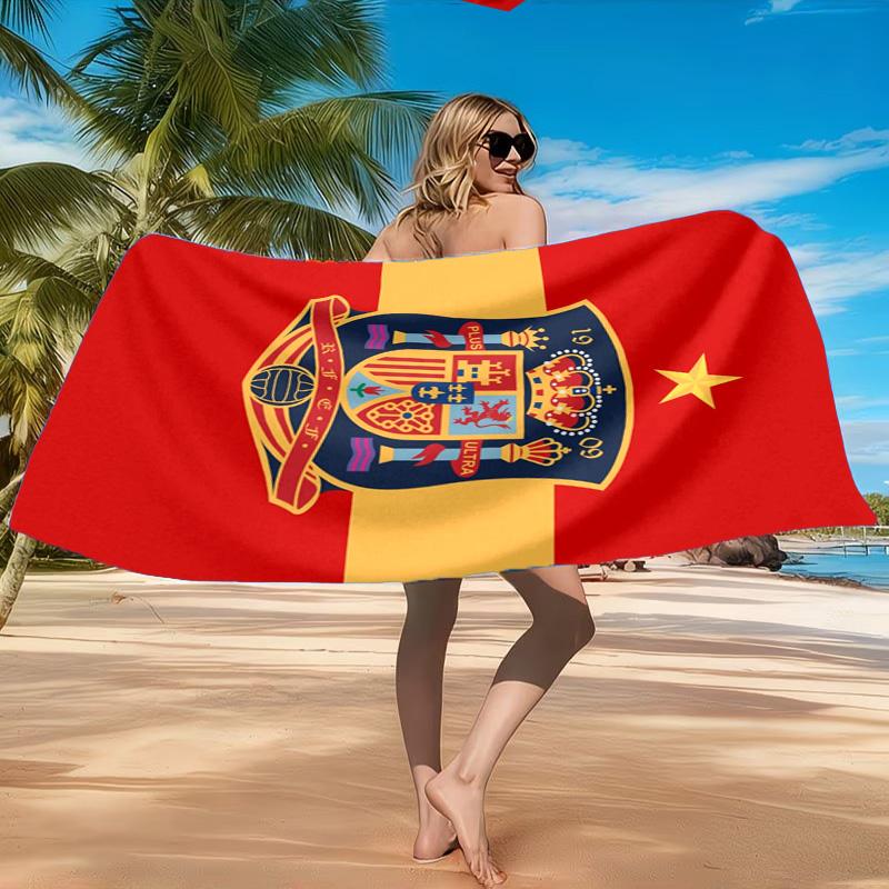Asciugamano da Spiaggia in Microfibra Stampato con Emblema Nazionale Spagnolo, Morbido e Assorbente, Asciugatura Rapida, Ideale per Viaggi Estivi, Essenziale per la Spiaggia, Piscina