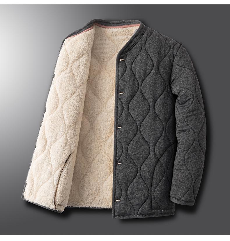 Woodpecker Men's Winter Alpaca Wool Cotton Warm Jacket for Mid-aged & Elderly