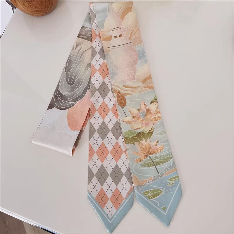 Retro Chinese Headband & Silk Ribbon Scarf: Elegant Horse Racing Decor for Bags & Hair