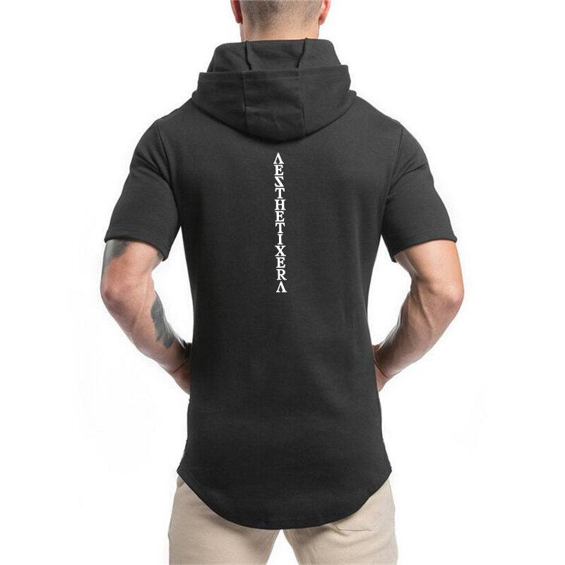 Muscleguys Bodybuilding Clothes Men T-shirt Gyms Sweatshirt Short Sleeve Tops Cotton Sportwear Fitness Pullover Muscle Tee Shirt