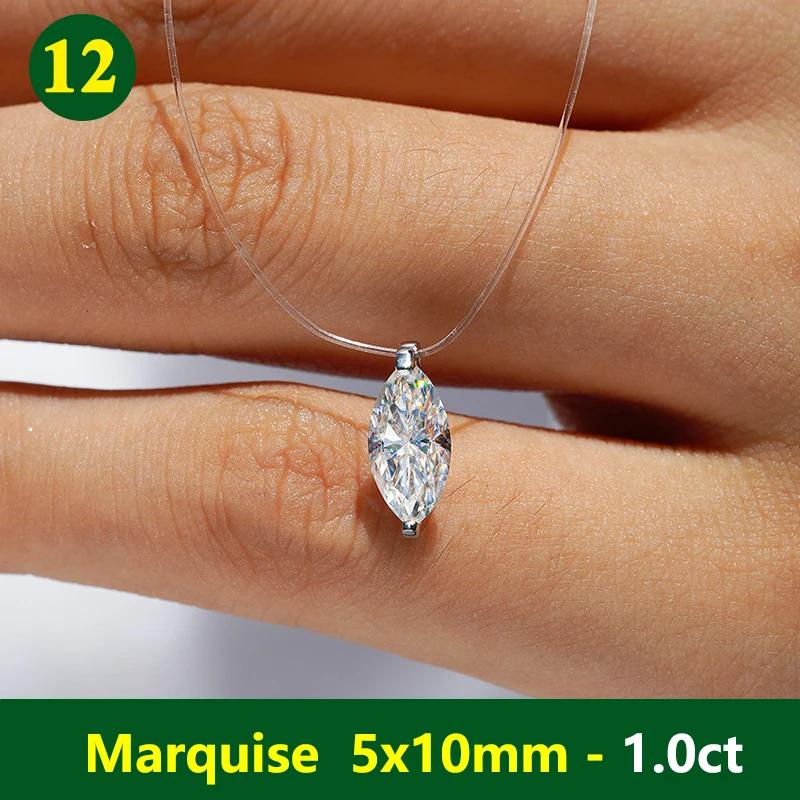 Fishing Line Women Moissanite Necklace Pendant Original 925 Sterling Silver Jewelry Moissanite Diamond  Necklace for Women