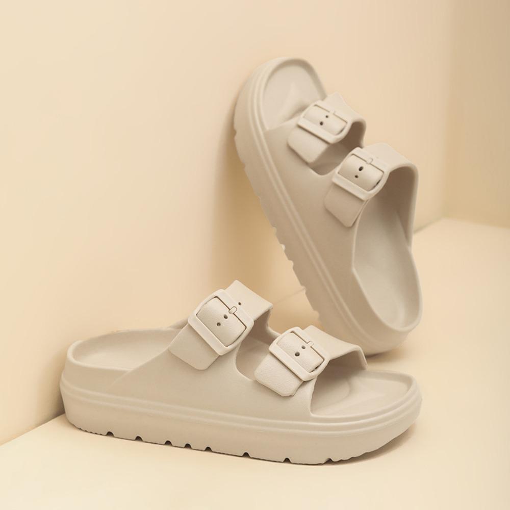 Fashion Thick Soled Slippers for Women's 2025  Summer New Outdoor Wear Double Strap Sandals Anti Slip Breathable Soft Soled Beach Shoes
