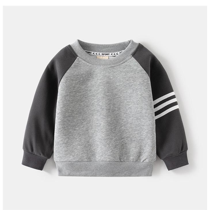 Autumn 2025 Boys' Patchwork Stripe Hoodie & Pants Two-Piece Set