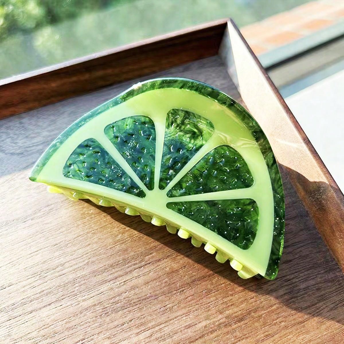 

1 шт. заколка для волос в форме фрукта, из уксусного материала, с дизайном в цветовой гамме грейпфрута и авокадо, большого размера