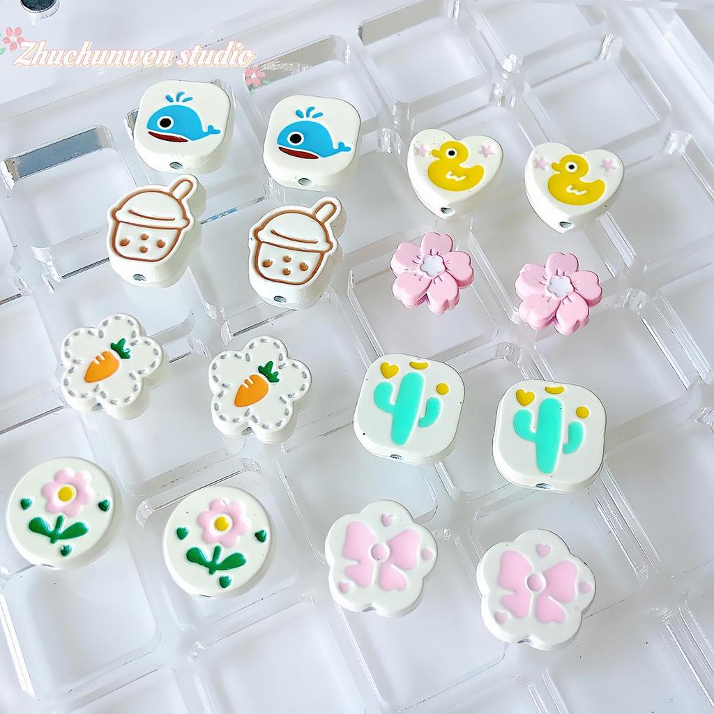 Macaron Alloy Beaded Bow & Cherry Blossom Milk Tea Cup Phone Charm Lanyard