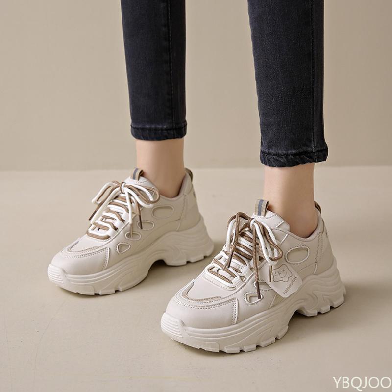 Fashion Autumn Women's New Breathable White Shoes Women's Versatile Thick Soled Sports Leisure Shoes Simple Comfortable Shoes