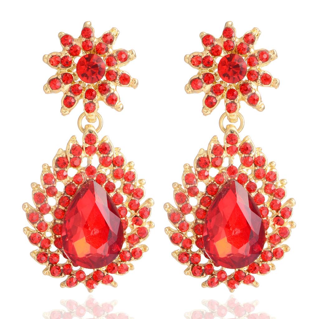 Elegant Flower Crystal Drop Earrings For Formal Dinner Women Jewelry