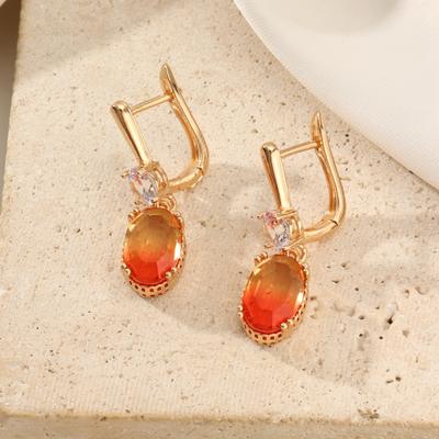 1 paar Mode Farbige Oval Künstliche Kristall Baumeln Ohrringe für Frauen Zirkonia Ohrring Schmuck Hochzeit Party Zubehör