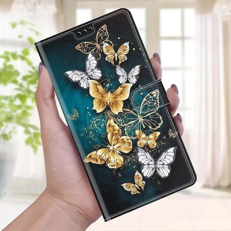 Butterfly Case for Motorola Moto G85 G75 G55 G35 G15 G05 Etui Leather Painted Case for Moto G85 G 85 Capa Stand Book Cover Funda