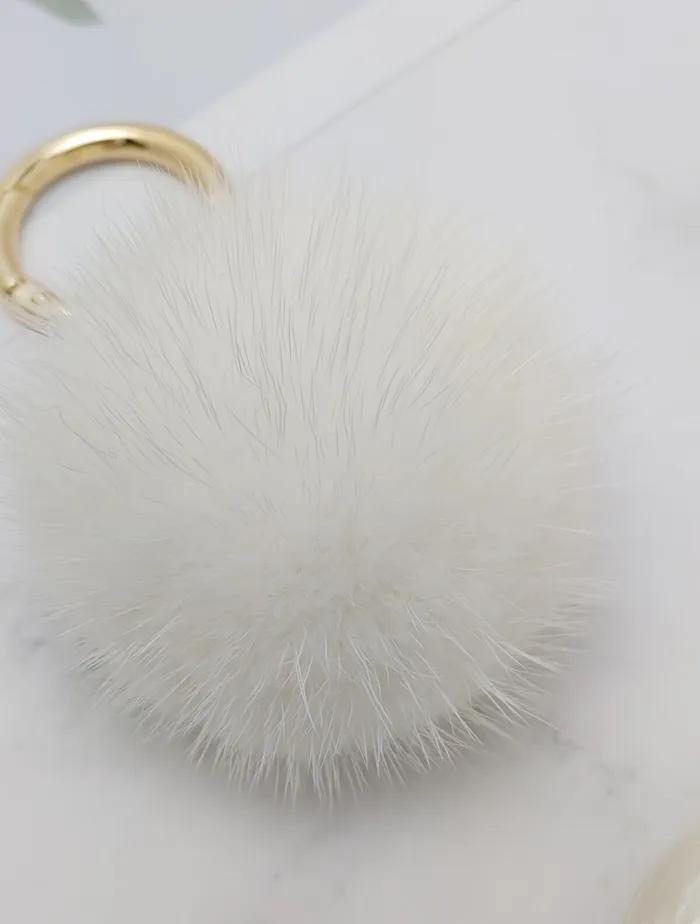 [Maia] Mink Fur Keyring & Charm - Ivory