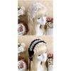 Lolita White Nun Headscarf Flower Wedding Lolita Headdress Pearl Hairband