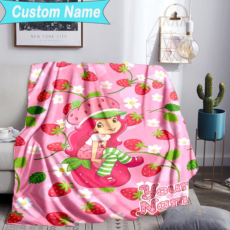 Custom Name Blanket Straw-berry Blanket Bedding Blanket for Travel, Camping, Living Rooms, Offices, Sofas, Fan Christmas gift