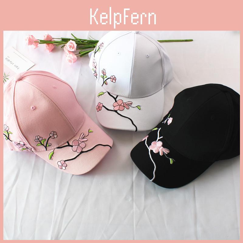 Women Baseball Caps Flower Embroidery Fashion Plum Spring Summer Outdoor Long Brim Sun Hats Cotton Adjustable Sports Female Cap