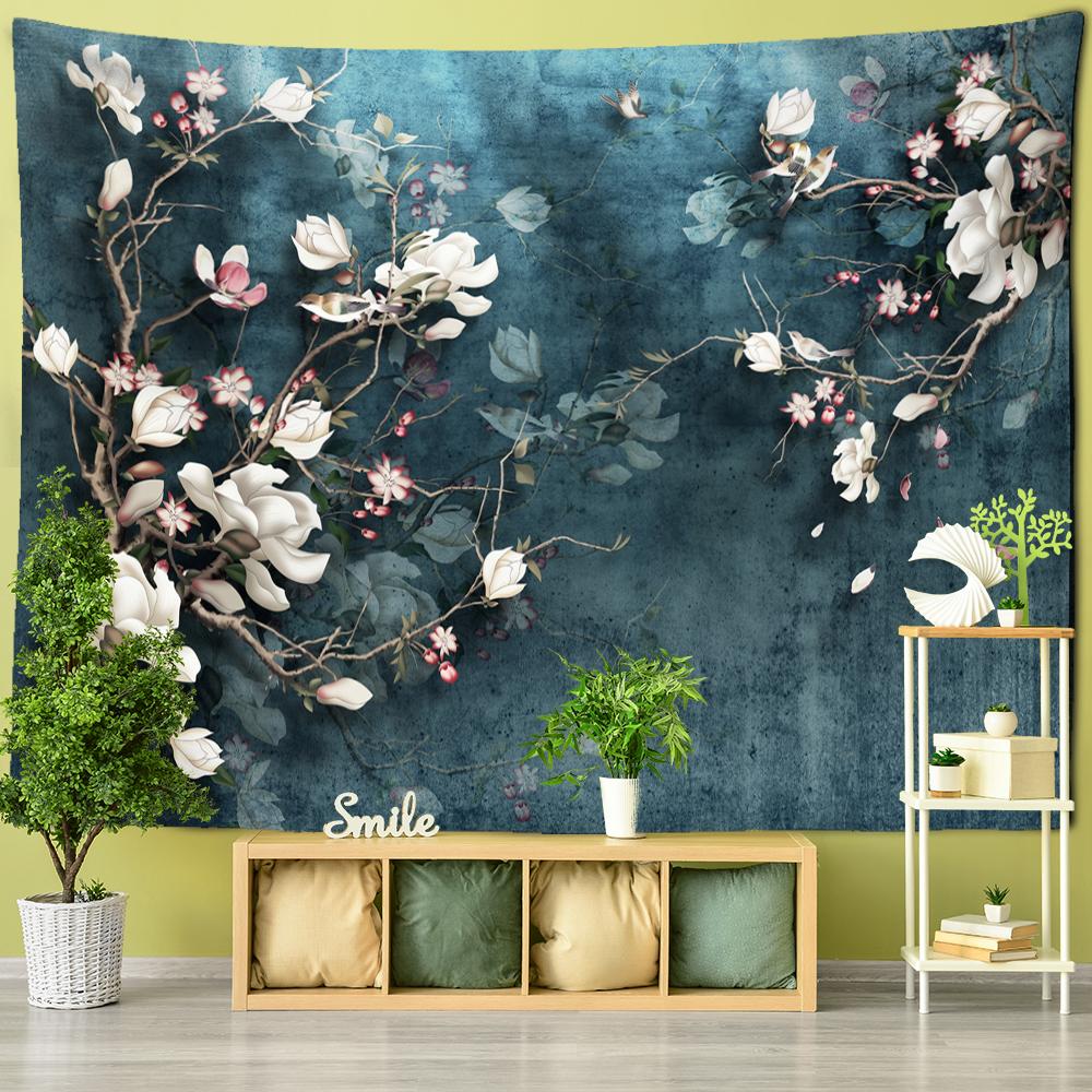 Forest Hut Tapestry Wall Hanging Oil Painting Background Cloth Printing Psychedelic Witchcraft Bohemian Decor