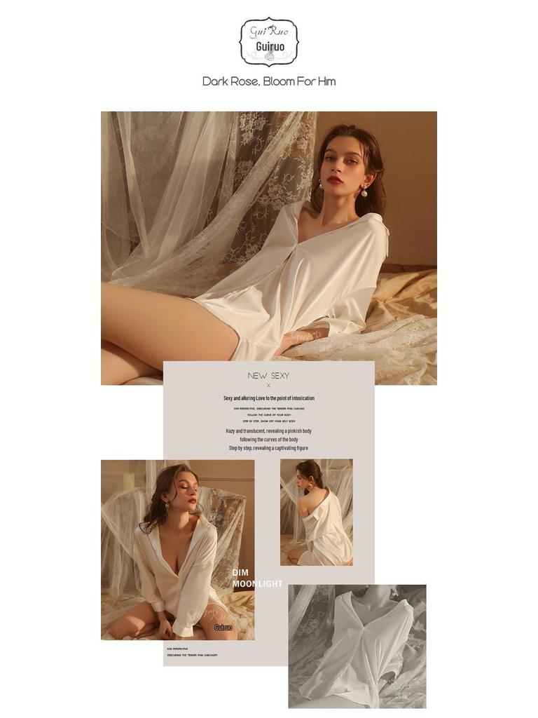 Gorgeous Plus Size Loose Boyfriend Style Shirt and Nightgown Homewear Set for Spring/Summer 1902