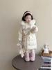 2025 Winter Girls' Mid-Length Down Jacket - Cute Hooded White Duck Down Coat