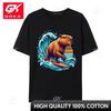 Capybara Surfer Wave Surfing Cute Vintage Surf Capybara Summer Design Tshirts Company Autumn Tops Tees Cotton Unisex Comfortable
