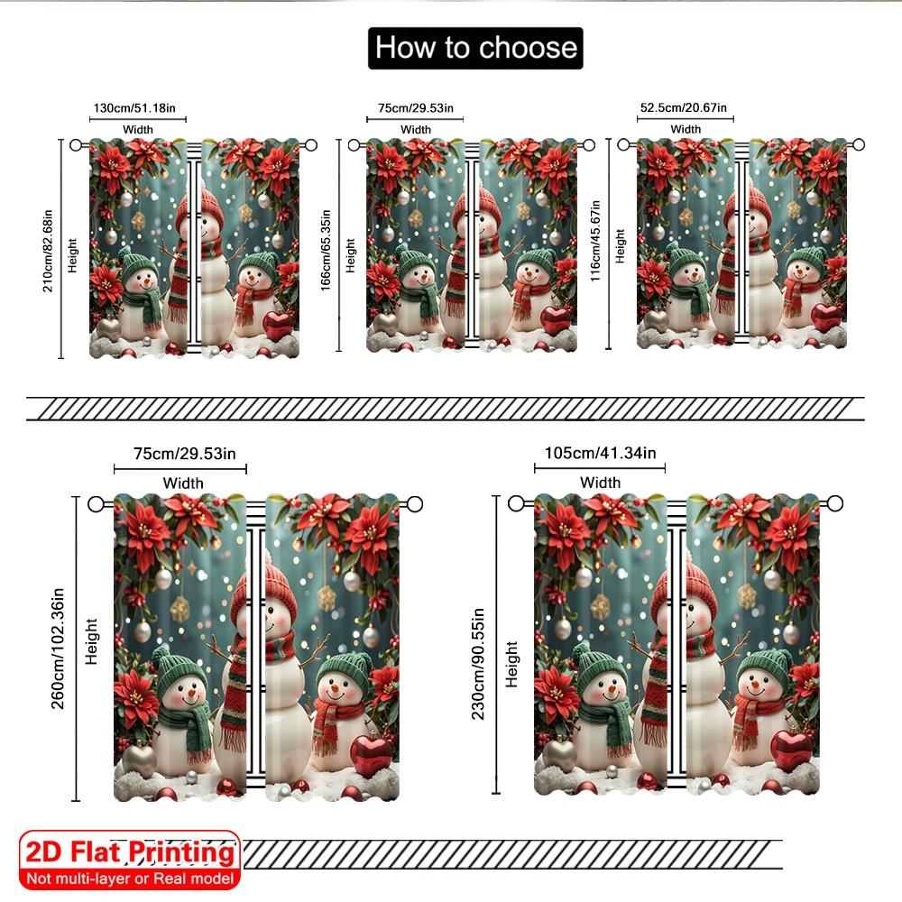 2 stk 2D flattrykk God Jul Populært Gardin Søt Snømann Familie Jul Julestjerne Polyesterstoff Uten