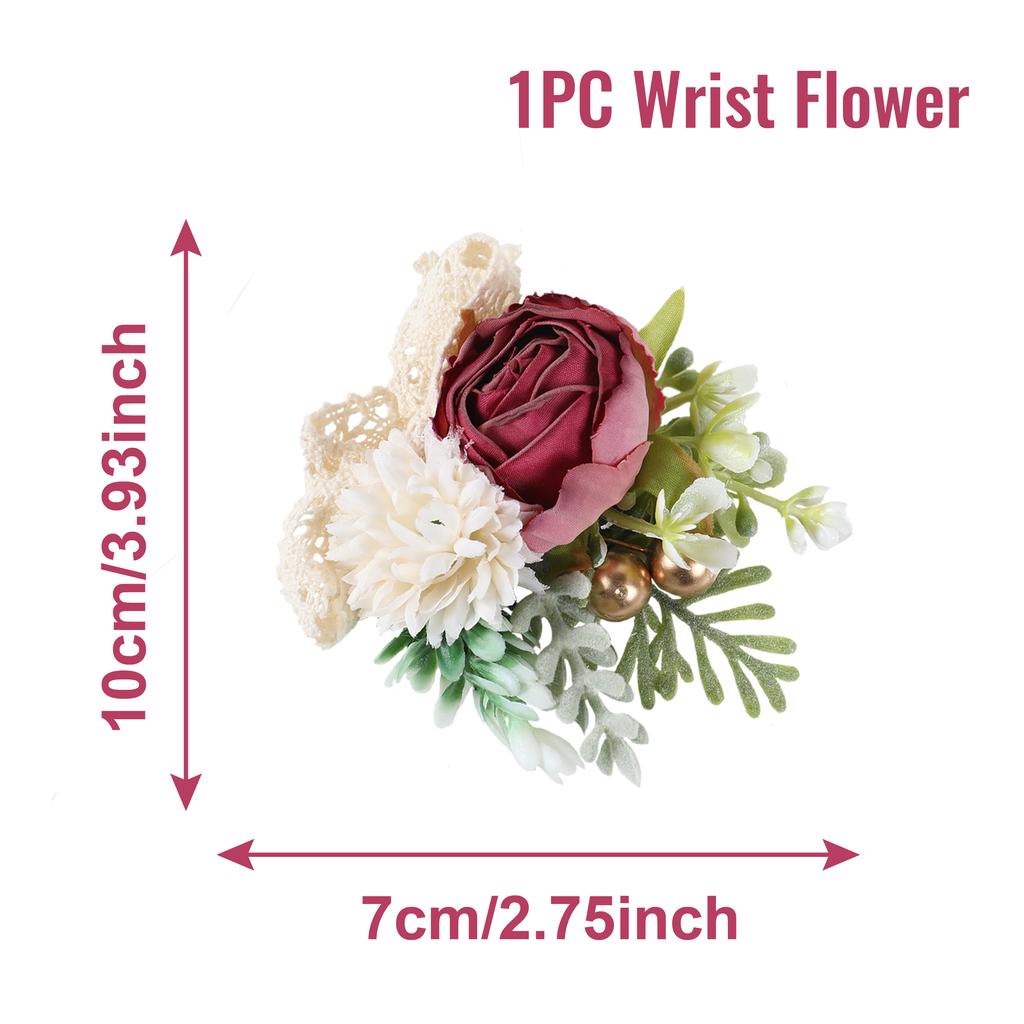 Wrist Corsage Bridesmaid Sisters Wedding Party Handmade Flower Artificial Silk Rose Bracelet Flowers Wedding Dancing Party Decor