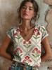 2026 Women's Tops Women's Floral T-Shirt Summer 2026 Short Sleeve Casual Loose Vintage Streetwear Fashion Clothes for Woman