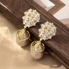 Electroplated Copper Zirconia Earrings with Imitation Pearl Drops for Women - Elegant and Luxurious Design