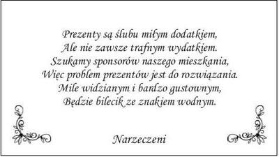 Wkładki Do Zaproszeń Ślubnych  25 Szt Wz8