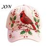 Gardening Sun Hat Baseball Cap for Women, Embroidery Flower Bird Pattern Hat, Morning Walk Adjustable Fit Spring Summer Outdoors