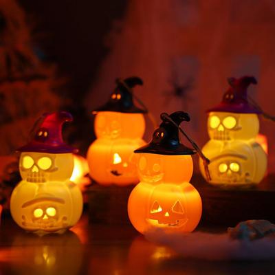 Halloween Witch Pumpkin Lantern Ghost Night Light - Scary Candy Prank Desktop Decor