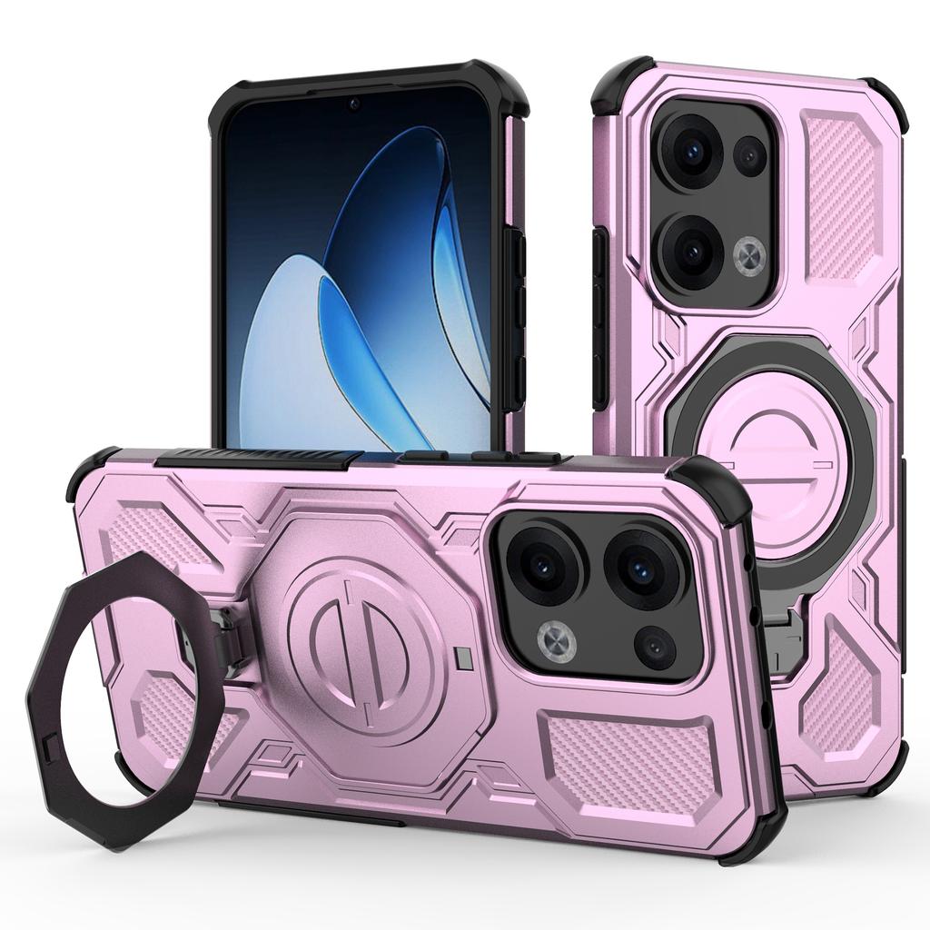 For Oppo Reno13 5G (Global) Magnetic Case Rotating Metal Kickstand PC + TPU Phone Back Cover